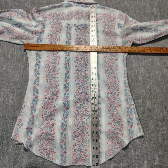 VINTAGE H Bar C Shirt Womens Long Tail Western Pearl Snap Paisley AOP - Picture 10 of 13